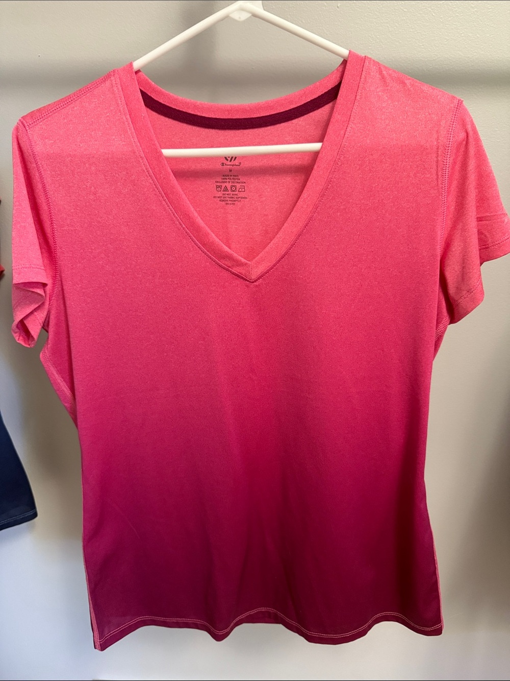 Champion Womens Pink V-Neck Short Sleeve Tee